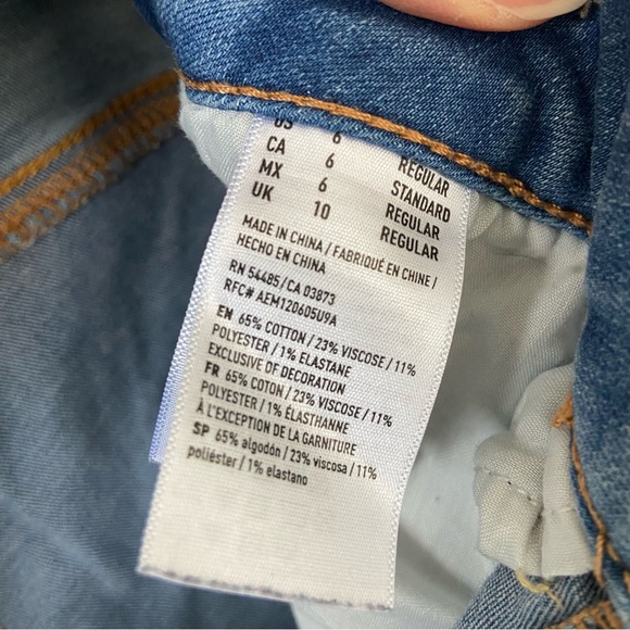 American eagle distressed artist crop jeans women's size 6 - Picture 6 of 8